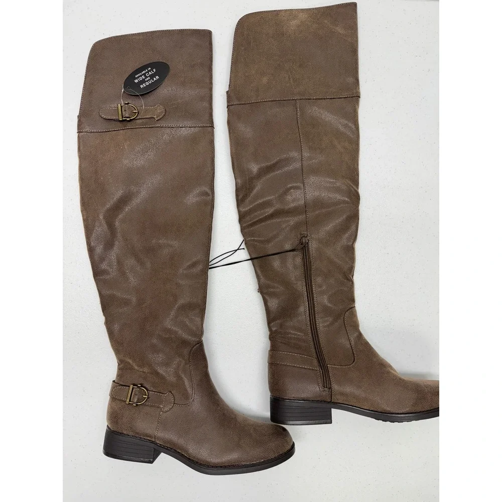 American Rag Over The Knee Boots Women 6.5 Brown Catelyn Buckle